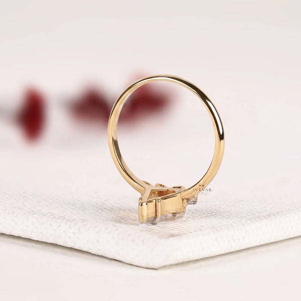 Handcrafted gold engagement ring side view by Ivevar