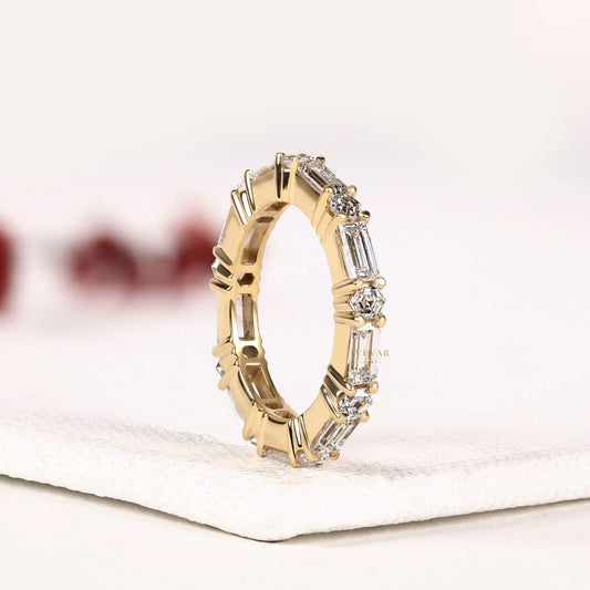 Baguette & Hexagon Cut Lab Alternative Diamond Eternity Band