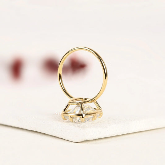 Cushion Cut Lab Diamond Solitaire Gold Engagement Ring
