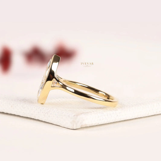 Bezel Set Marquise Cut Lab Split Shank Engagement Ring
