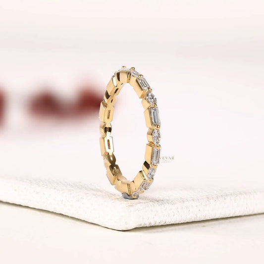 Baguette & Marquise Alternative Lab Diamond Eternity Wedding Band