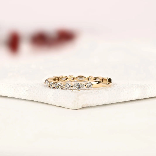 Alternative Round & Marquise Moissanite Diamond Eternity Band Ring