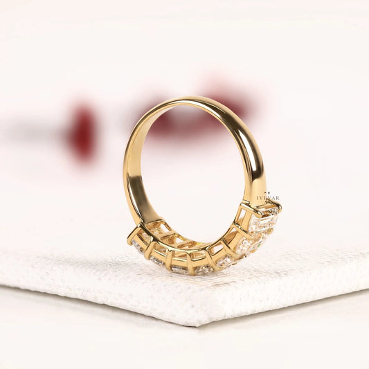 Emerald Cut Lab Diamond Half Eternity Band Ring