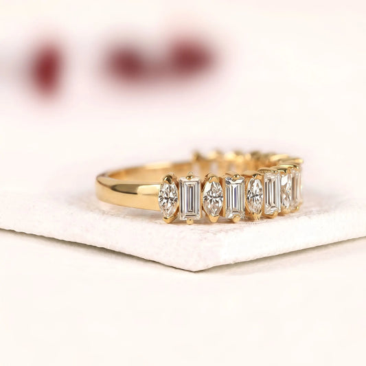 Alternative Emerald and Pear Lab Diamond Eternity Band