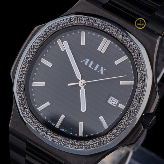 Elegant Black Dial Bezel Diamond Studded Watch By Ivevar Luxury