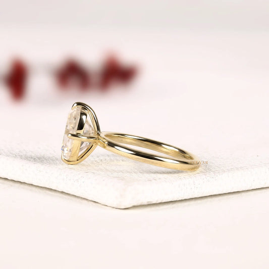 Elongated Cushion Cut Lab Diamond Solitaire Engagement Ring