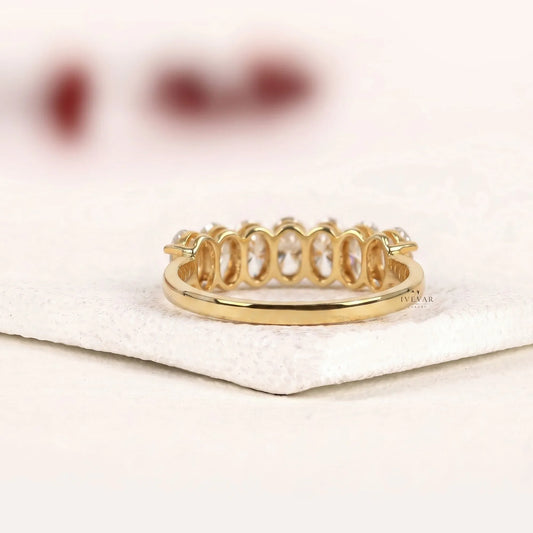 Seven Stone Oval Cut Lab Diamond Half Eternity Band