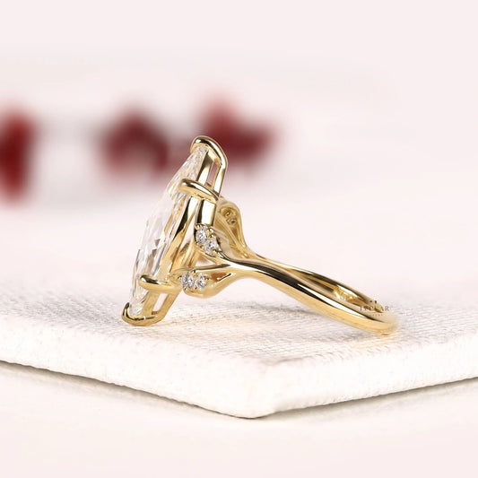Rose Marquise Cut Lab Diamond Nature Inspired Engagement Ring