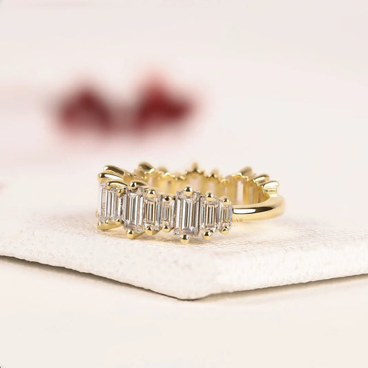 Baguette Cut Moissanite Diamond Eternity Wedding Stacking Band