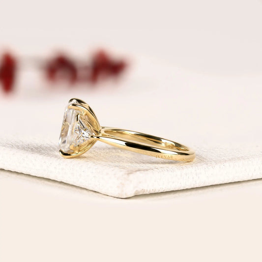 Radiant Cut Lab Diamond Three Stone Engagement Ring