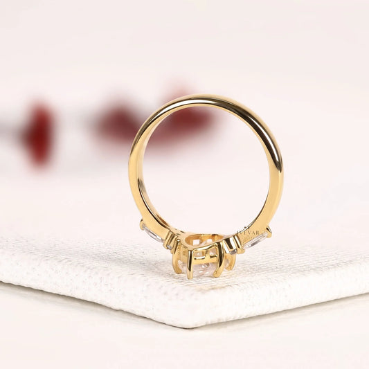 Marquise Cut side Lab Diamond Engagement Ring