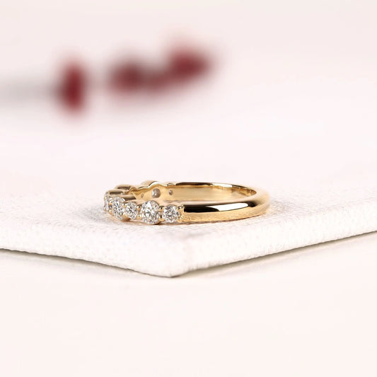 Round Cut Lab Diamond Half Eternity Stacking Band