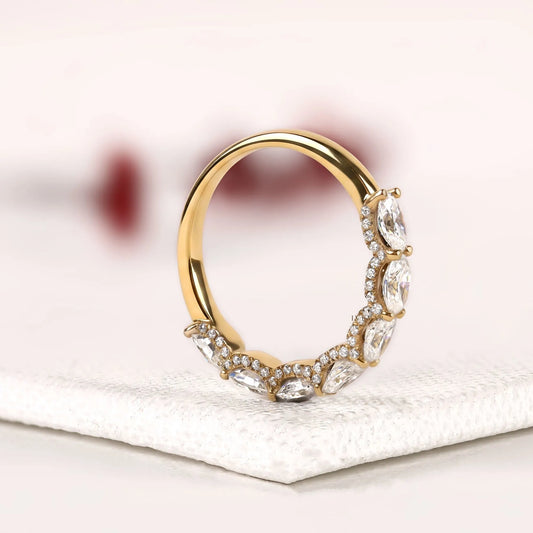 East West Oval Cut Hidden Halo Lab Diamond Band Ring