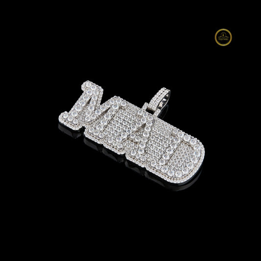 Customized "MAD" Nameplate Moissanite Diamond Pendant With Fully Iced-Out Jewelry
