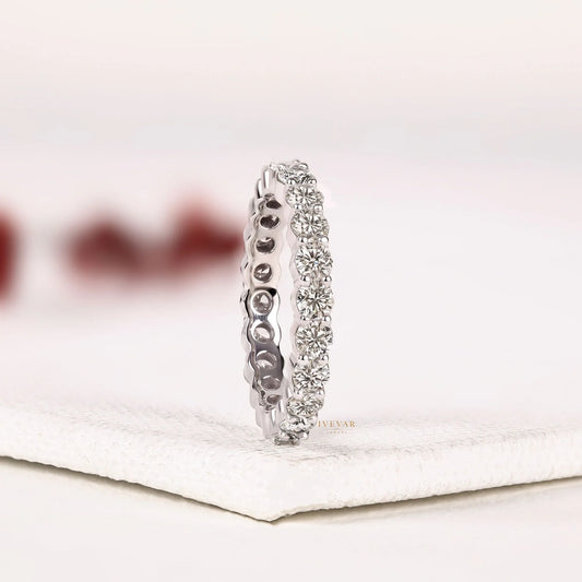 Round Brilliant Lab Diamond Full Eternity Wedding Band Ring