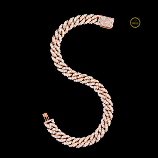 Round Cut Lab Grown Diamond Pave Thick Cuban Chain Bracelet
