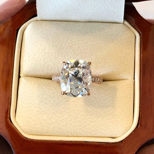 Cushion Cut Lab Grown Diamond Pave Engagement Ring