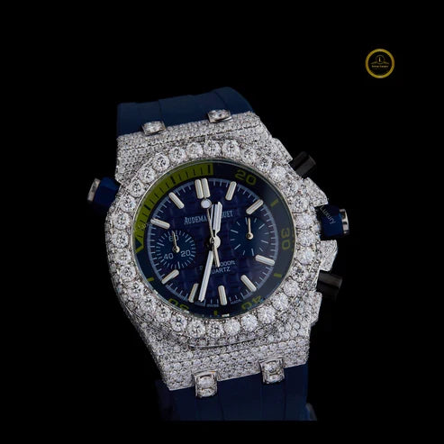 Midnight Diamond Prestige Collection Full Pavé Diamond Chronograph Black Luxury Timepiece Duo