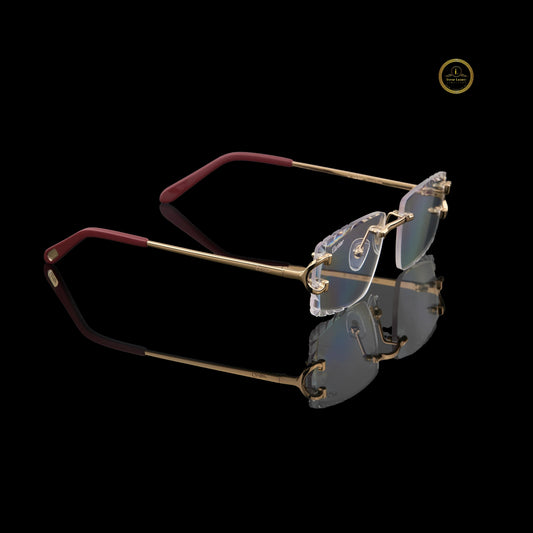 Modern Luxury Rimless Sunglasses with Faceted Crystal Edges