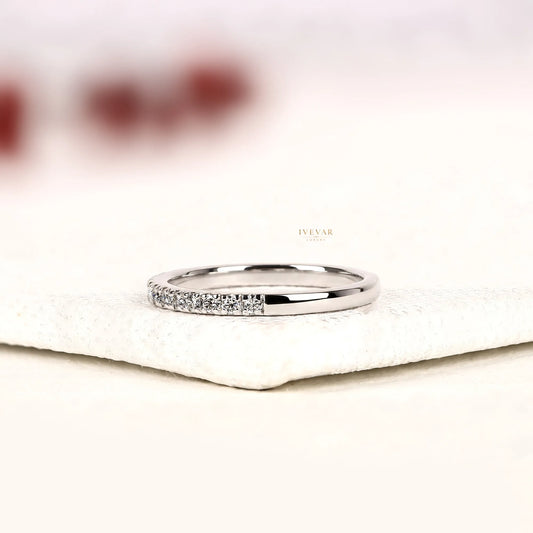 Round Cut Lab Diamond Half Eternity Wedding Band