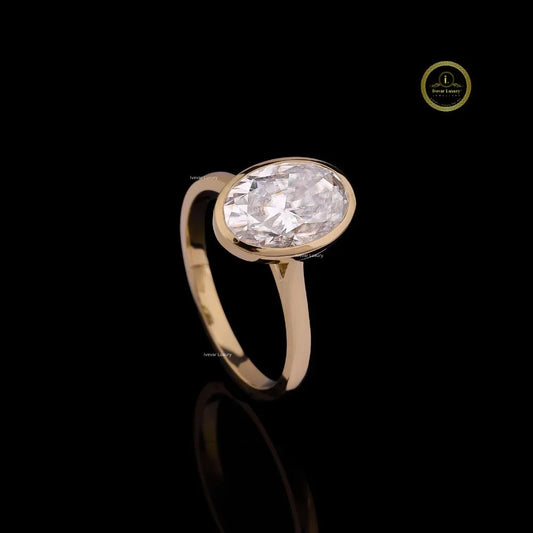 Bezel Set Oval Lab Diamond Solitaire Engagement Ring