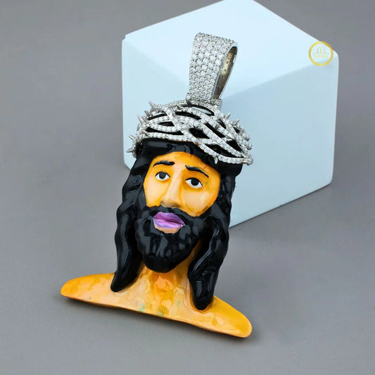 Handmade Jesus Necklace - Real Moissanite Diamond Religious Jewelry by Ivevar