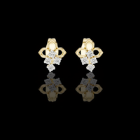 Elowen Clover Round Moissanite Diamond Drop Stud Earrings with Petite Floral Design