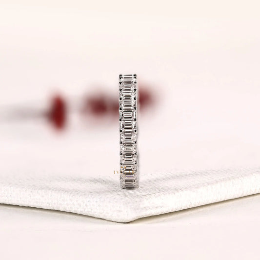 Emerald Cut Moissanite Diamond Eternity Wedding Band