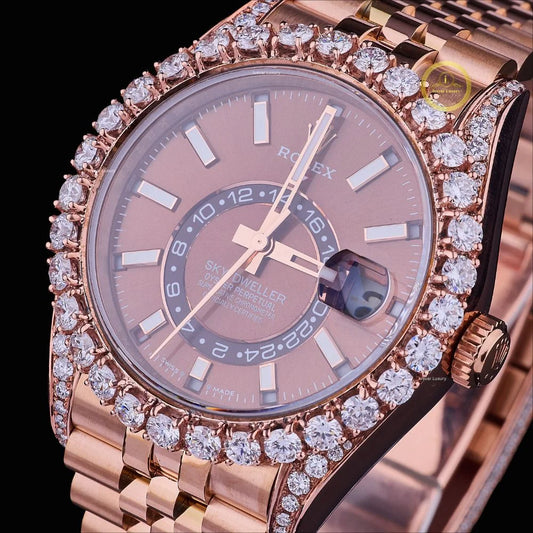 Round Cut Lab Grown Diamond Bezel GMT Automatic Watch with Jubilee Link Bracelet