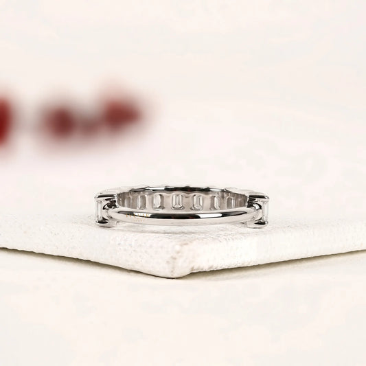 Emerald Cut Moissanite Diamond Half Eternity Band