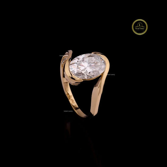 Oval Cut Lab Diamond Open Bypass Promise Ring
