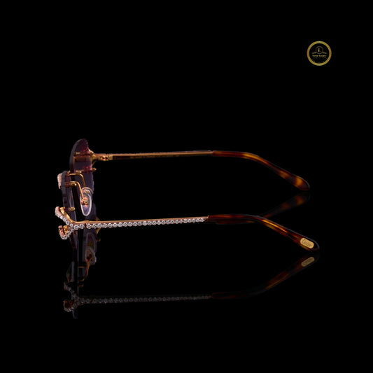 Custom Round Diamond Sunglasses Luxury Rimless Designer Eyewear - View 2