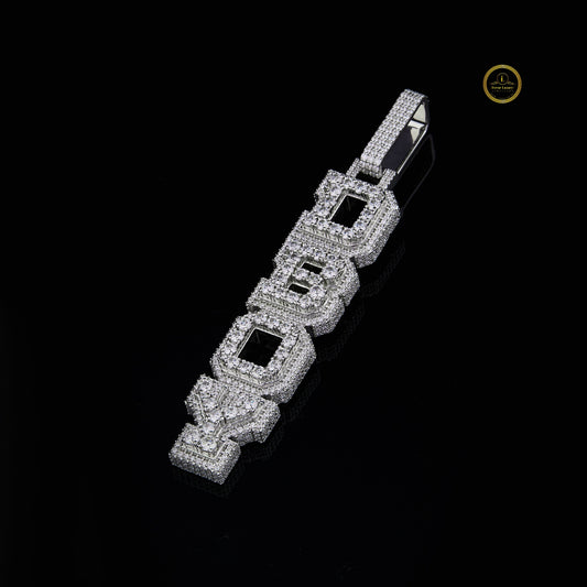 Custom Vertical "DBOY" VVS Clarity Moissanite Diamond Nameplate Pendant