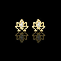 Lotus Flower Marquise Cut Moissanite Diamond Open Petal Stud Earrings