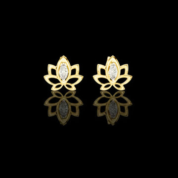 Lotus Flower Marquise Cut Moissanite Diamond Open Petal Stud Earrings