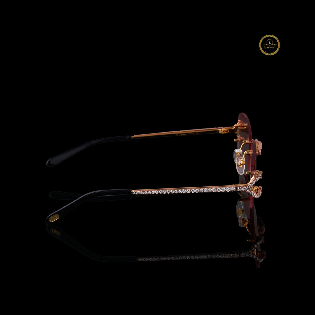 Luxury Custom Diamond Sunglasses Rimless Round Rose Gold Eyewear - View 2
