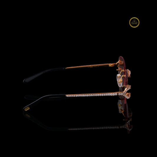 Luxury Custom Diamond Sunglasses Rimless Round Rose Gold Eyewear - View 2