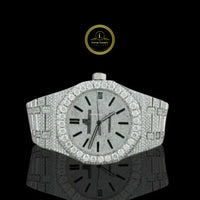 Full Iced Out Round Cut Diamond Watch with Pavé Dial and Integrated Bracelet