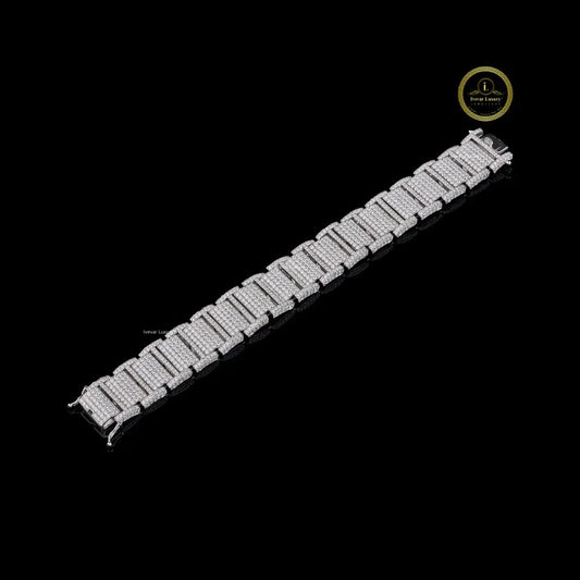 Iced Out Rectangular Cut Lab Grown Diamond Link Bracelet