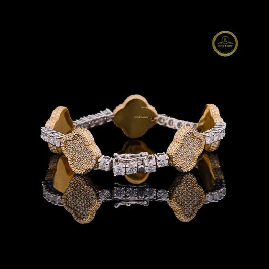 Round Cut Lab Diamond Clover Link Tennis Bracelet