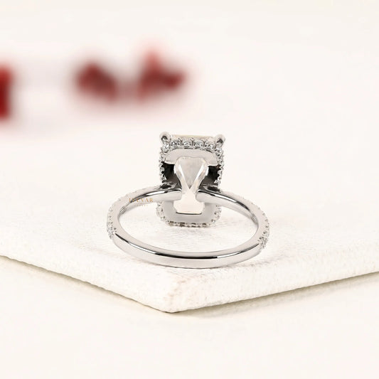 Radiant Cut Lab Diamond Hidden Halo Engagement Ring