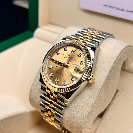 Two-Tone Dial Automatic Watch with Date Display