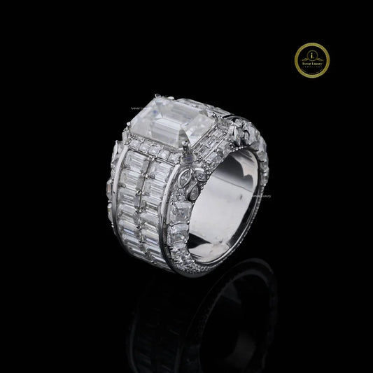 Luxury 4 CT Emerald Cut Lab Grown Diamond Statement Ring in White Gold By Ivevar