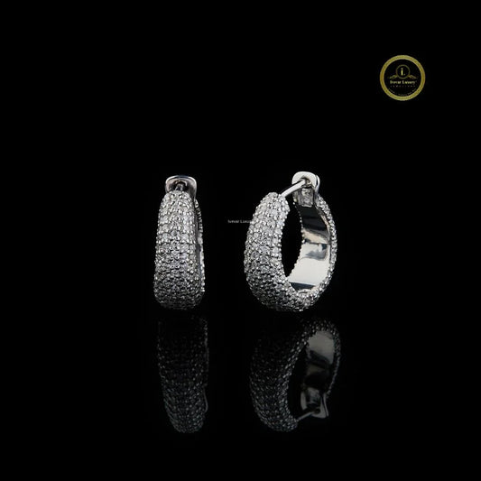 Round Moissanite Diamond Snowflake Cluster Starburst Stud Earrings with Micro Pavé Flower
