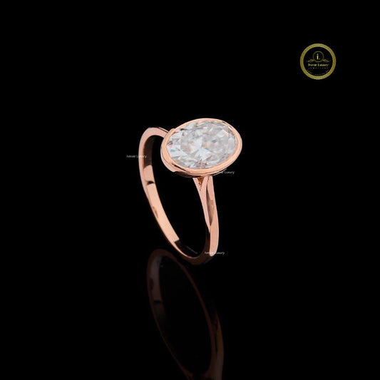 Oval Cut Lab Diamond Bezel Set Ring