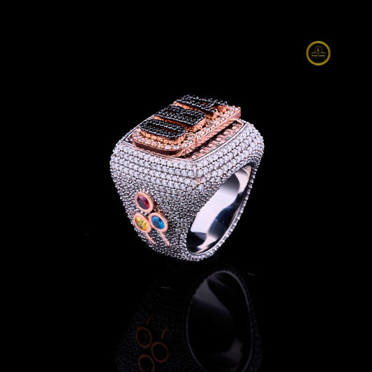 OBA Royal Heritage Ring Crafted in White and Rose Gold with Moissanite Diamonds