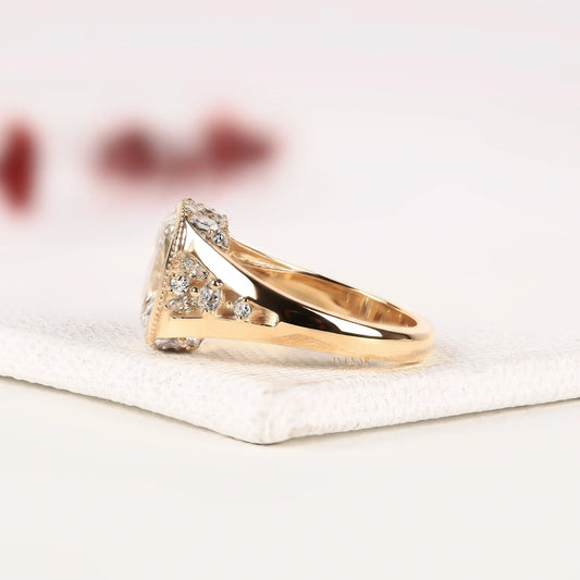 Cushion Cut Bezel Lab Diamond Split Shank Ring