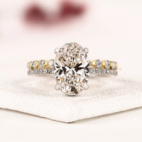 Pave Setting Oval Cut Hidden Halo Lab Diamond Bridal Set