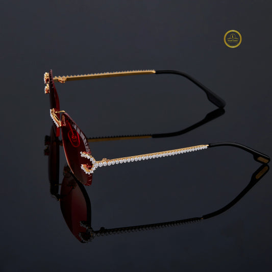 Custom Diamond Sunglasses Luxury Gold Frame Rimless Designer Eye wear