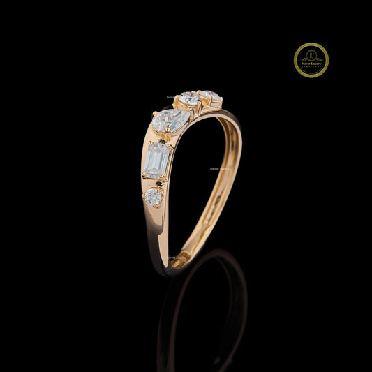 Pear, Baguette & Round Cut Lab Diamond Band Ring